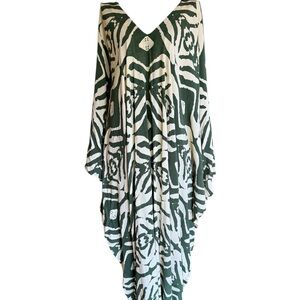 Green and White Zebra Print Swim Cover-Up
